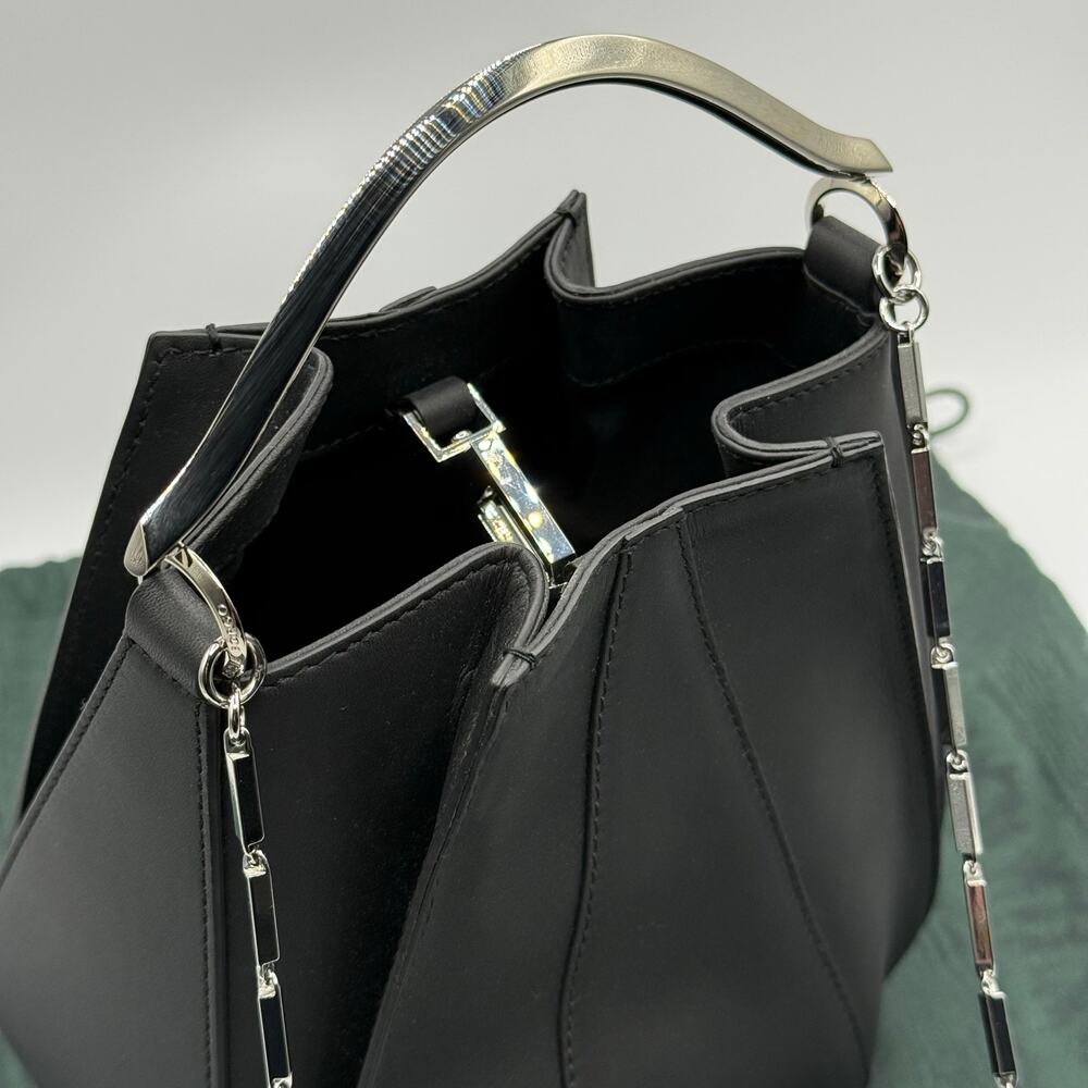 Eddie Borgo Mini Pepper Pochette Calf Leather Sterling Silver Designer Tulip Bag - Picture 3 of 13